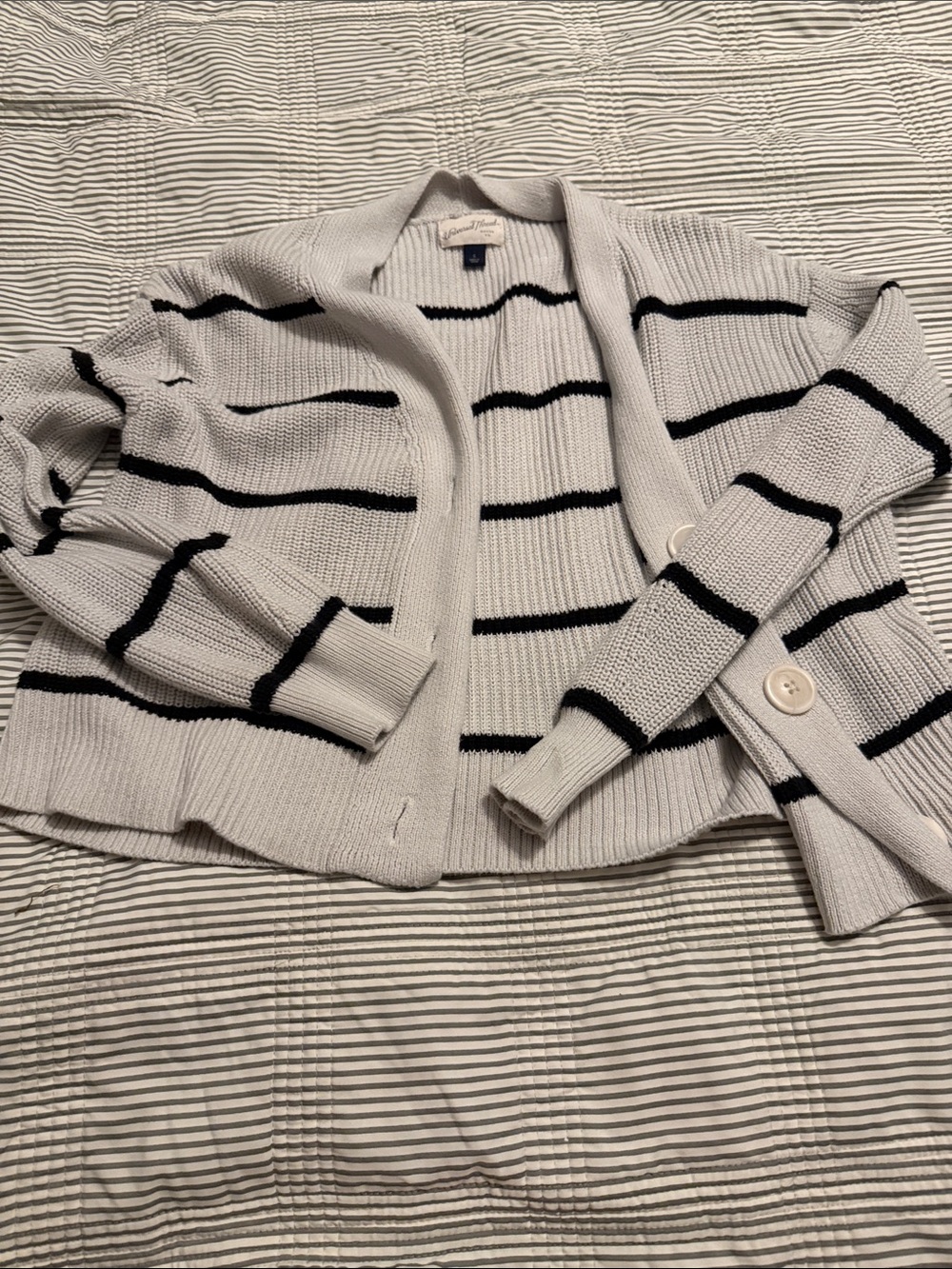 Universal Thread Cream Cardigan with Black Stripes